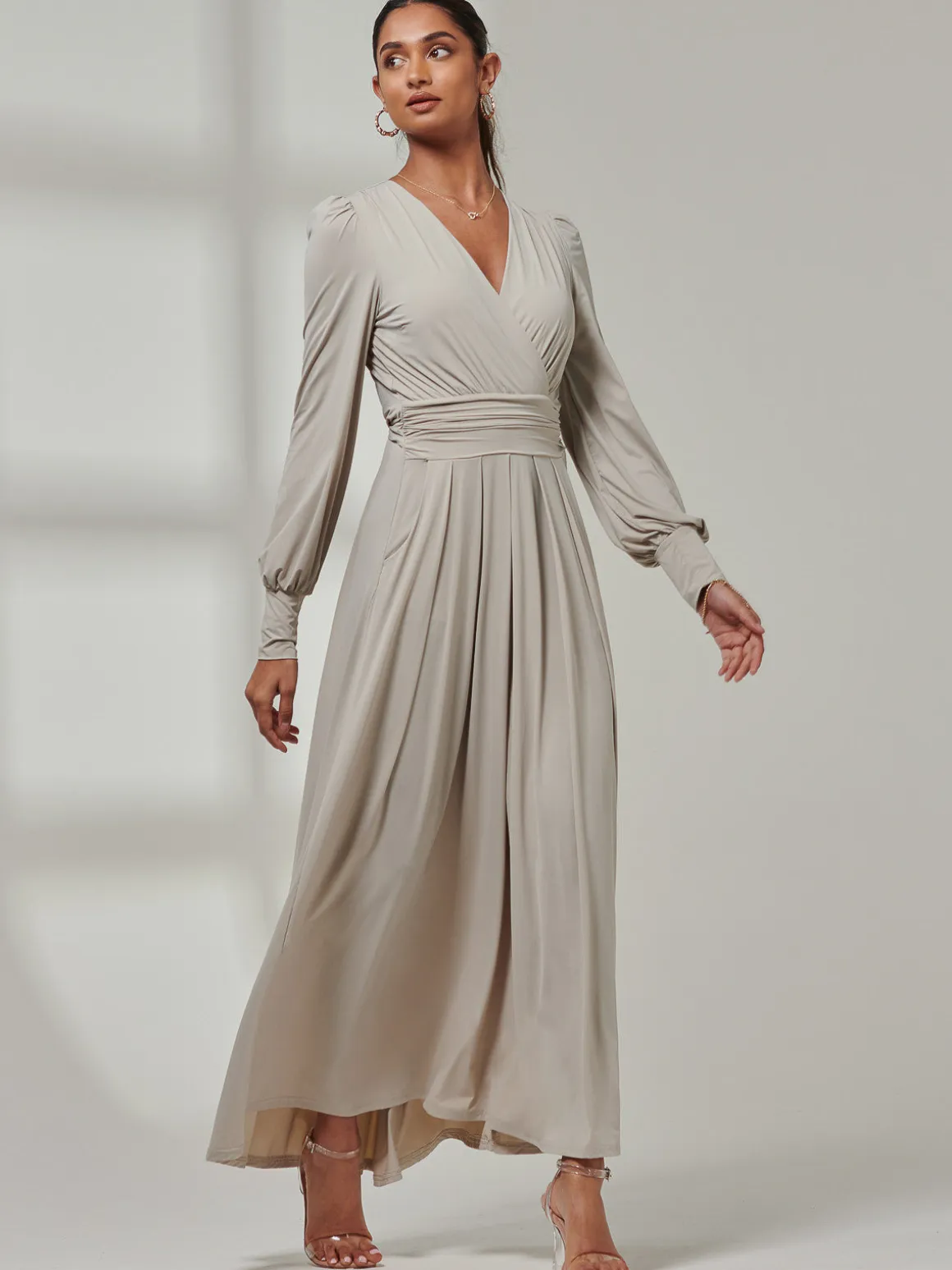 Giulia Long Sleeve Maxi Dress, Dove
