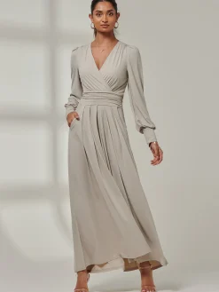 Giulia Long Sleeve Maxi Dress, Dove