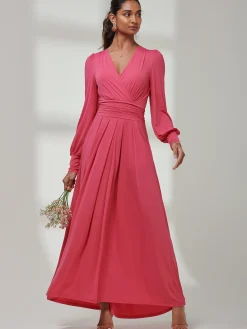 Giulia Long Sleeve Maxi Dress, Hot Pink