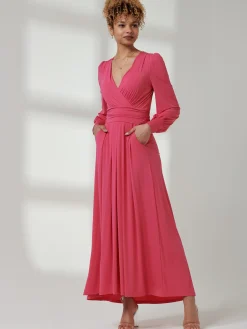 Giulia Long Sleeve Maxi Dress, Hot Pink