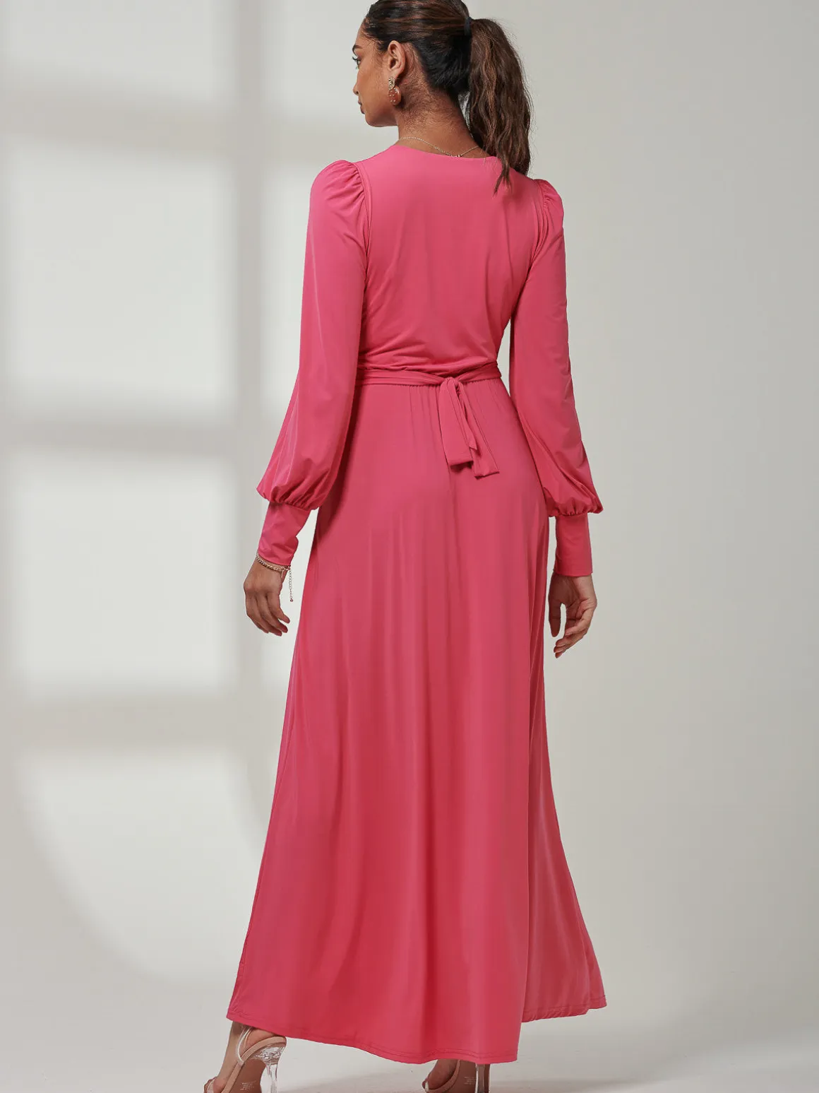 Giulia Long Sleeve Maxi Dress, Hot Pink