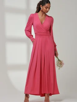 Giulia Long Sleeve Maxi Dress, Hot Pink