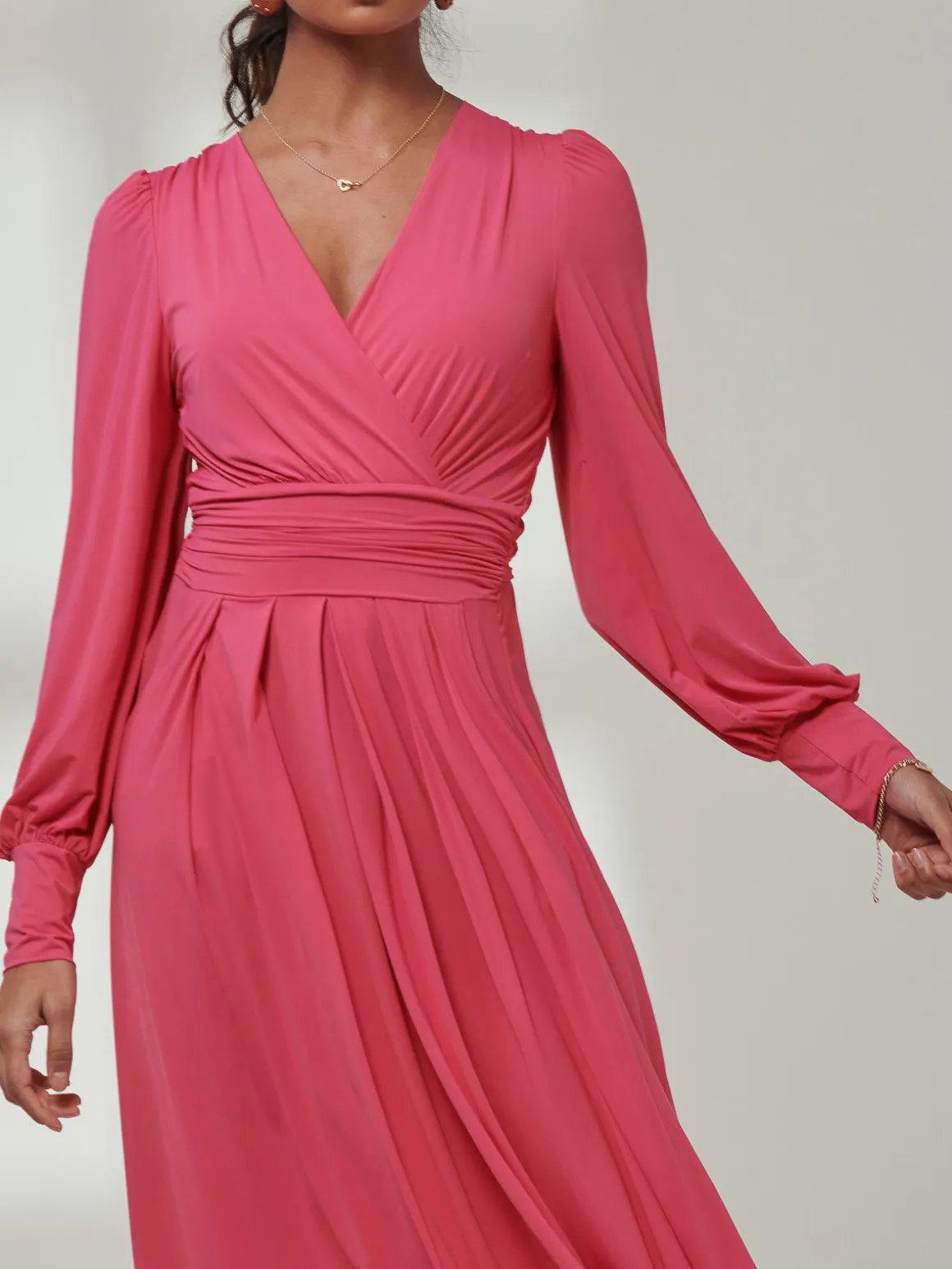 Giulia Long Sleeve Maxi Dress, Hot Pink