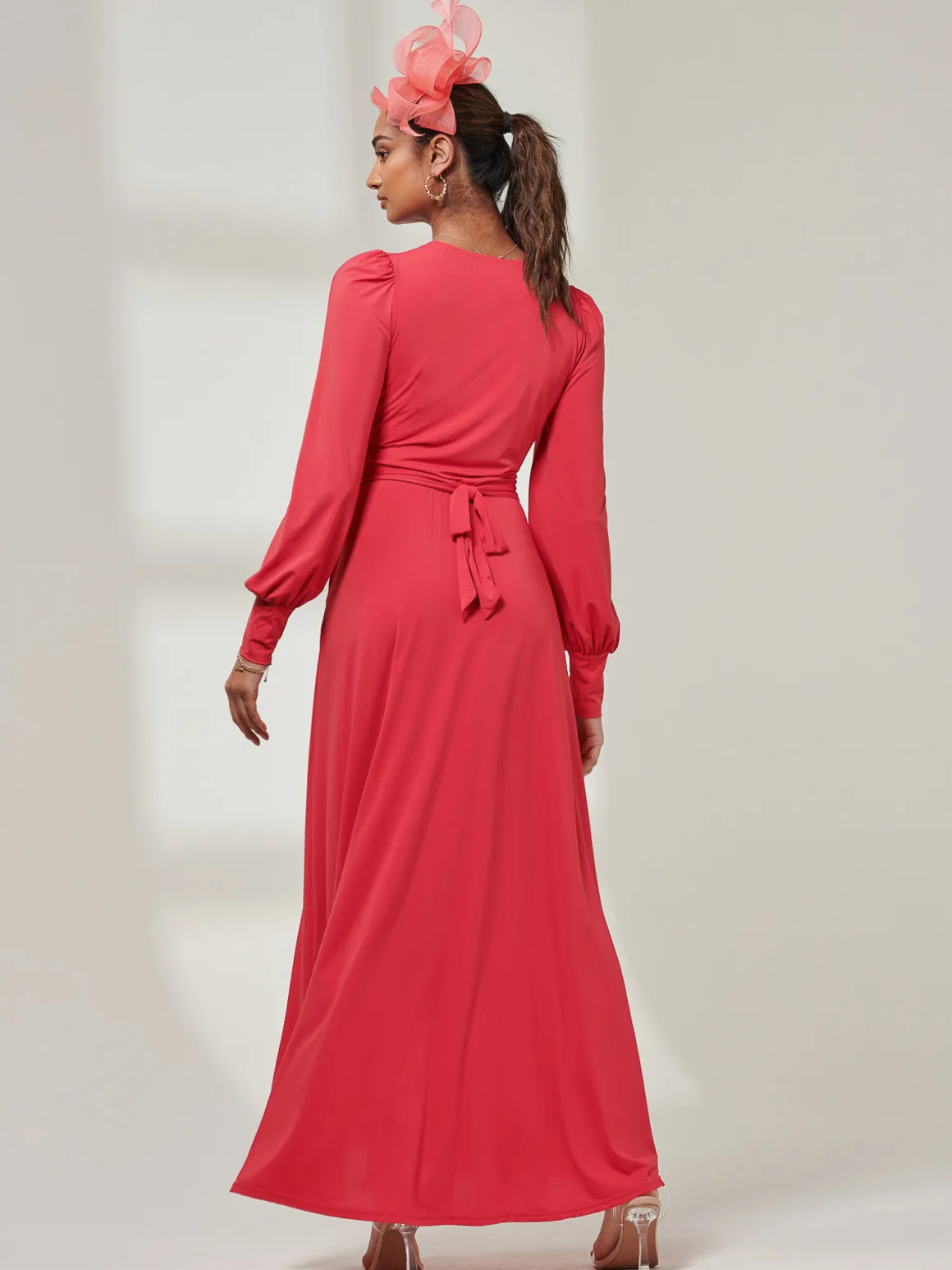 Giulia Long Sleeve Maxi Dress, Red