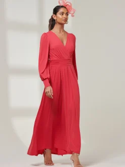 Giulia Long Sleeve Maxi Dress, Red