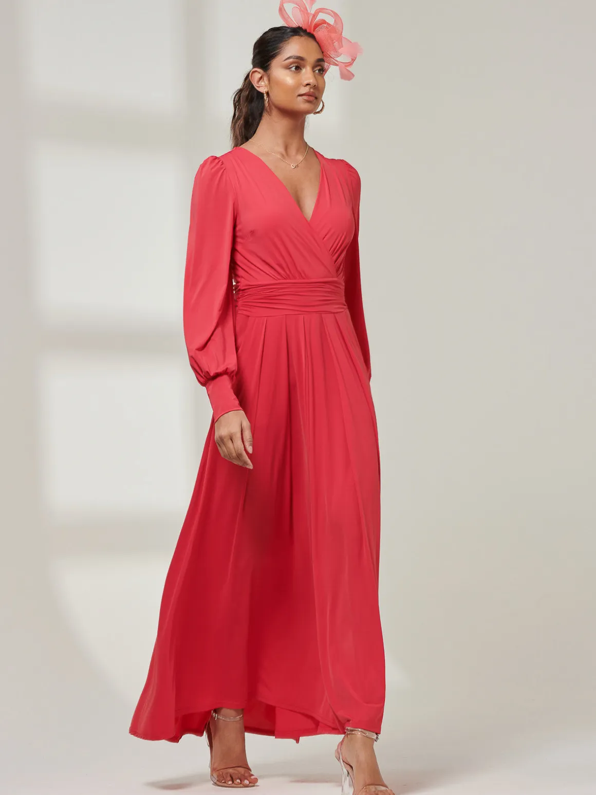 Giulia Long Sleeve Maxi Dress, Red