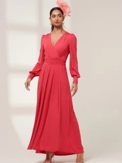 Giulia Long Sleeve Maxi Dress, Red