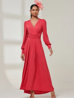 Giulia Long Sleeve Maxi Dress, Red