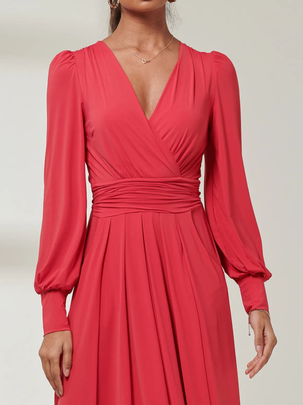 Giulia Long Sleeve Maxi Dress, Red