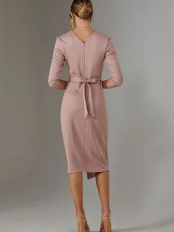 Glitter Wrap Half Sleeve Bodycon Dress, Pink