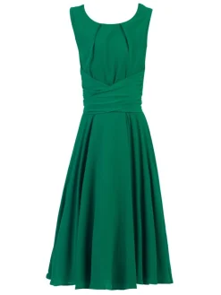 Green Wrap Belted Skater Dress, Green