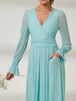 Greta Long Sleeve Mesh Maxi Dress, Light Green
