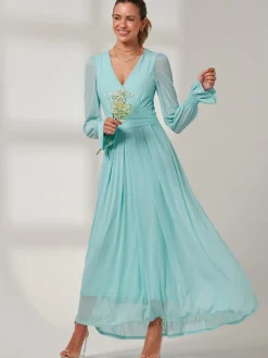 Greta Long Sleeve Mesh Maxi Dress, Light Green