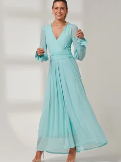 Greta Long Sleeve Mesh Maxi Dress, Light Green