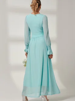 Greta Long Sleeve Mesh Maxi Dress, Light Green