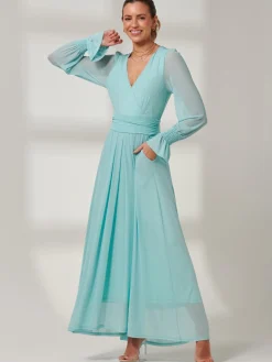 Greta Long Sleeve Mesh Maxi Dress, Light Green