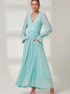 Greta Long Sleeve Mesh Maxi Dress, Light Green