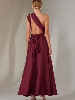 Halter Neck Maxi Bridesmaid Dress, Burgundy