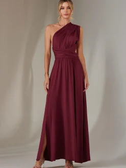 Halter Neck Maxi Bridesmaid Dress, Burgundy