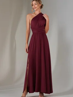 Halter Neck Maxi Bridesmaid Dress, Burgundy