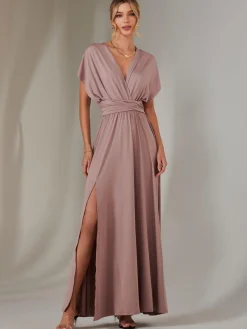 Halter Neck Maxi Bridesmaid Dress, Dusty Pink