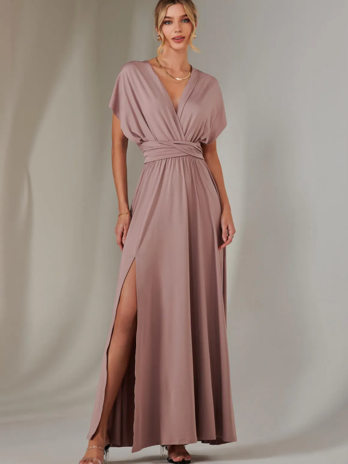 Halter Neck Maxi Bridesmaid Dress, Dusty Pink