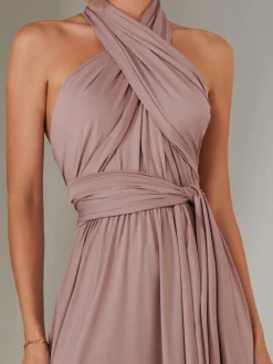 Halter Neck Maxi Bridesmaid Dress, Dusty Pink
