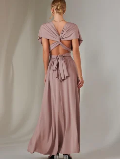 Halter Neck Maxi Bridesmaid Dress, Dusty Pink
