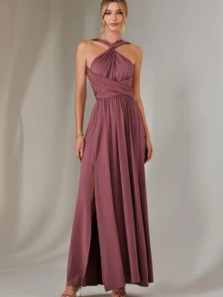 Halter Neck Maxi Bridesmaid Dress, Mauve