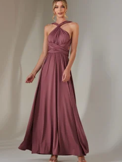 Halter Neck Maxi Bridesmaid Dress, Mauve