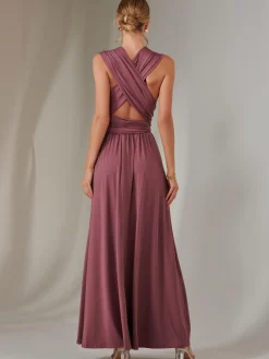 Halter Neck Maxi Bridesmaid Dress, Mauve