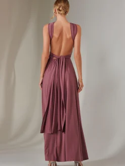 Halter Neck Maxi Bridesmaid Dress, Mauve