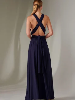 Halter Neck Maxi Bridesmaid Dress, Navy
