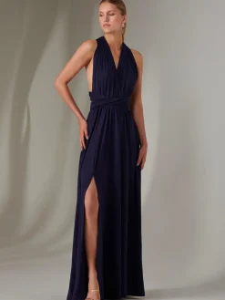 Halter Neck Maxi Bridesmaid Dress, Navy
