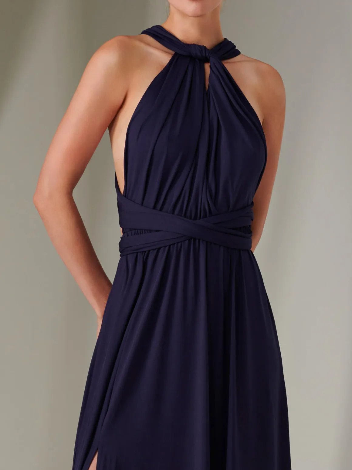 Halter Neck Maxi Bridesmaid Dress, Navy