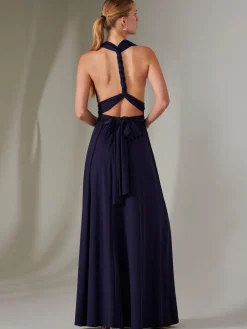 Halter Neck Maxi Bridesmaid Dress, Navy
