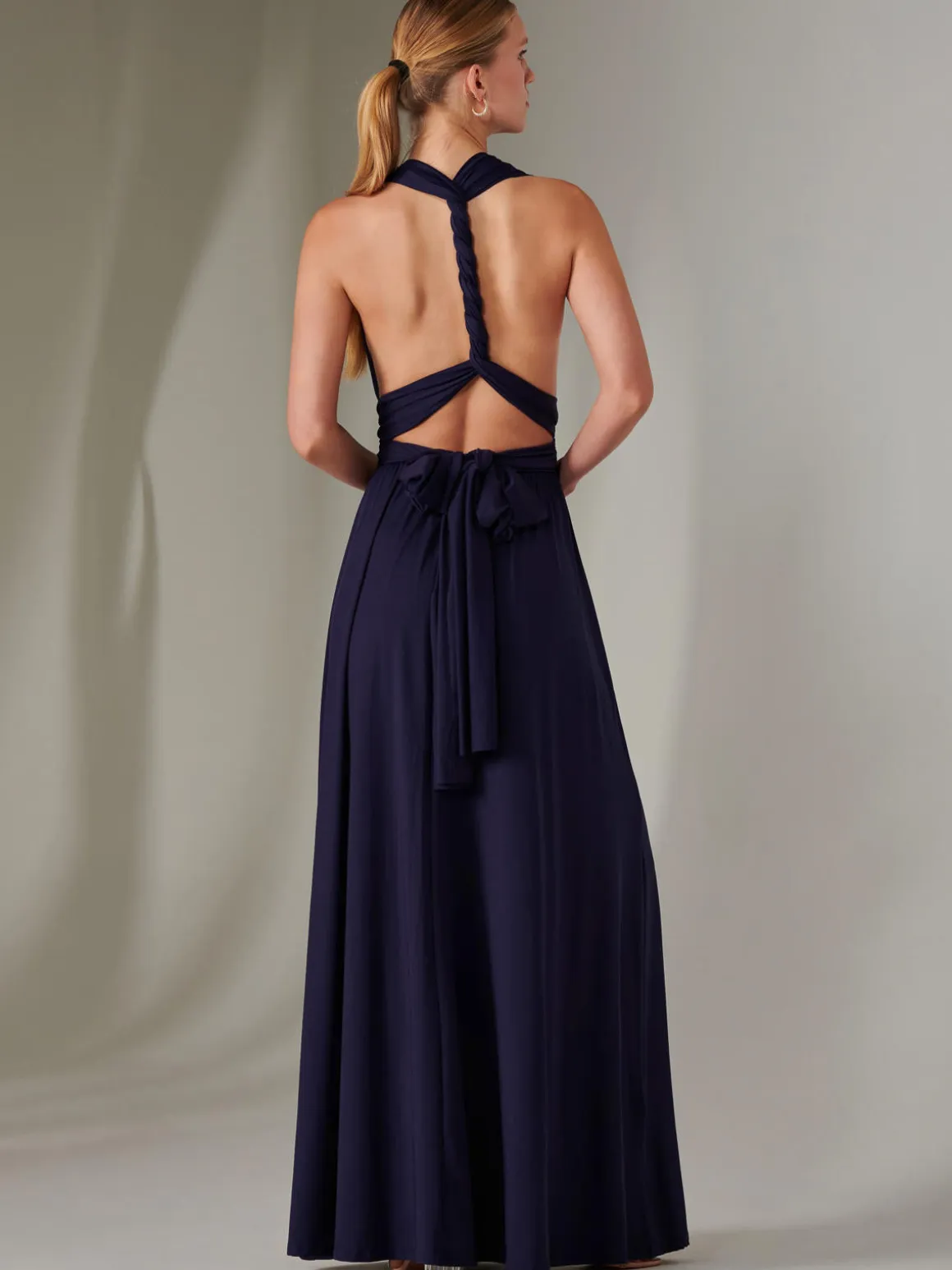 Halter Neck Maxi Bridesmaid Dress, Navy