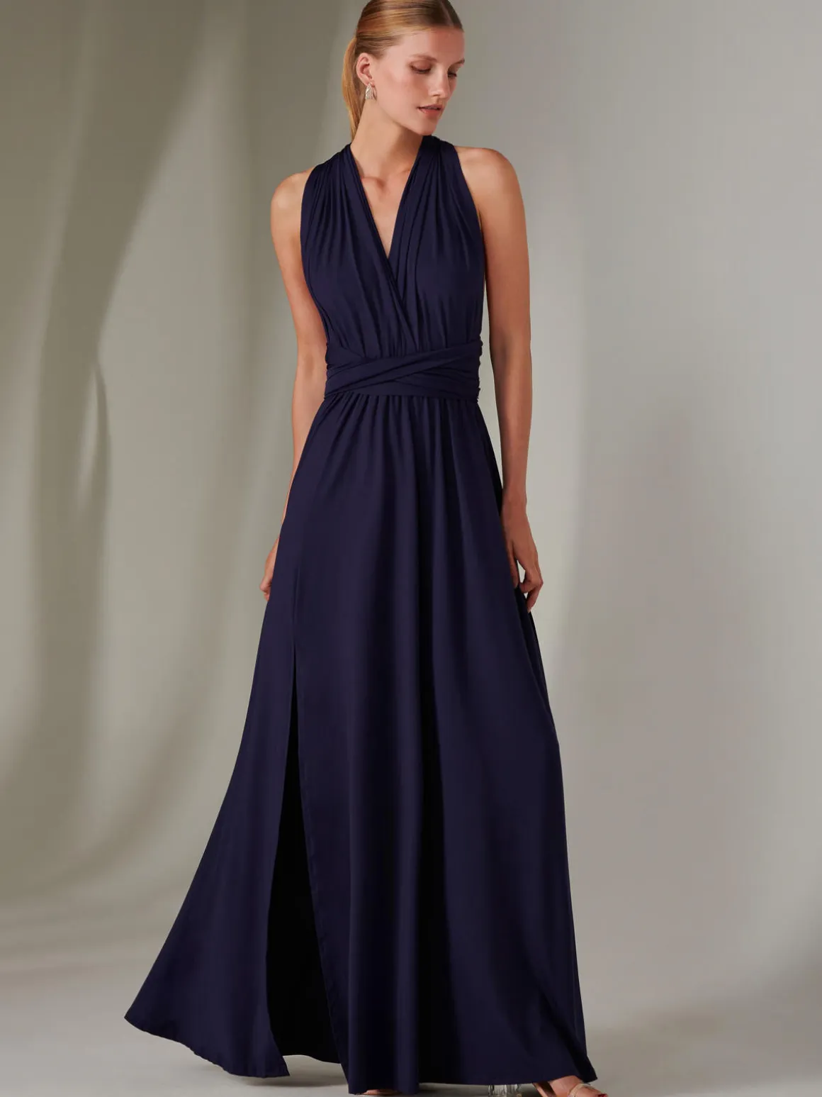 Halter Neck Maxi Bridesmaid Dress, Navy