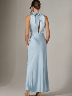 Halter Neck Maxi Dress, Blue