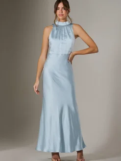 Halter Neck Maxi Dress, Blue