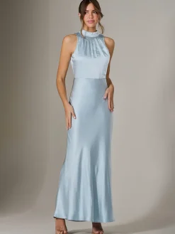 Halter Neck Maxi Dress, Blue