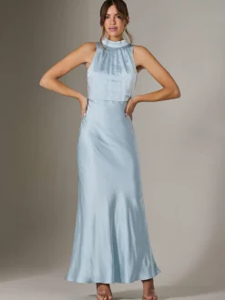 Halter Neck Maxi Dress, Blue