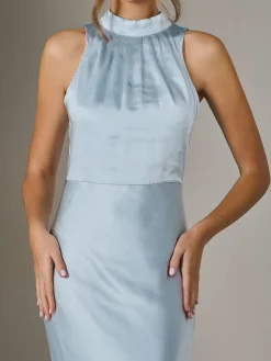 Halter Neck Maxi Dress, Blue