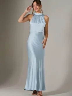 Halter Neck Maxi Dress, Blue