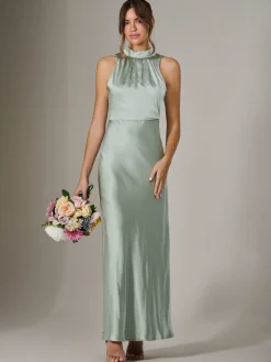 Halter Neck Maxi Dress, Green