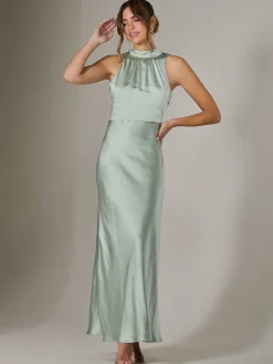 Halter Neck Maxi Dress, Green