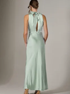Halter Neck Maxi Dress, Green