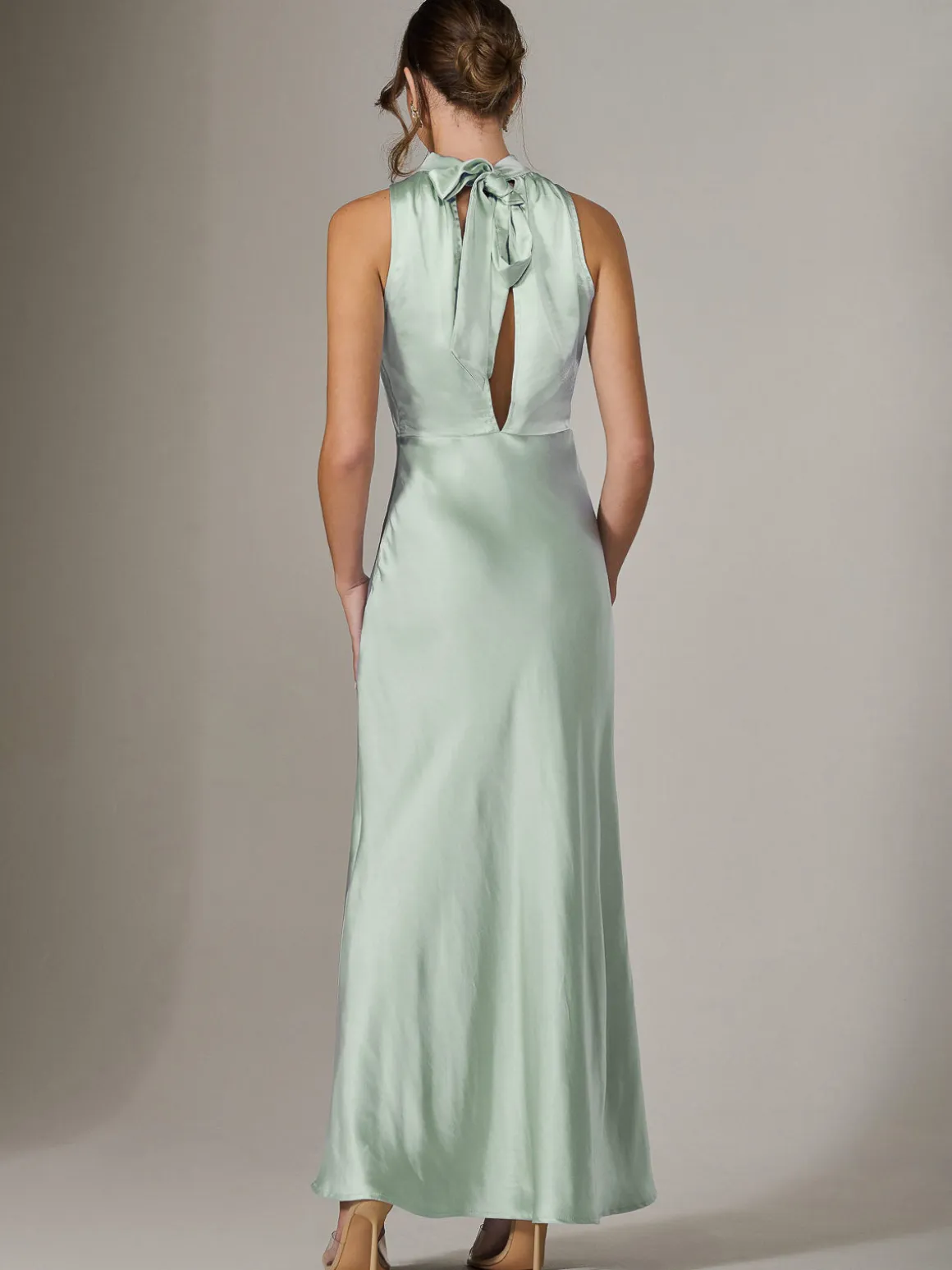 Halter Neck Maxi Dress, Green