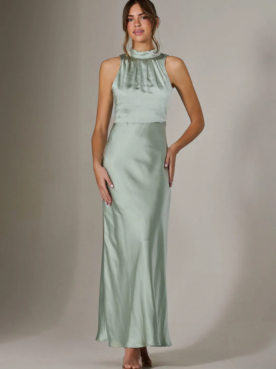 Halter Neck Maxi Dress, Green