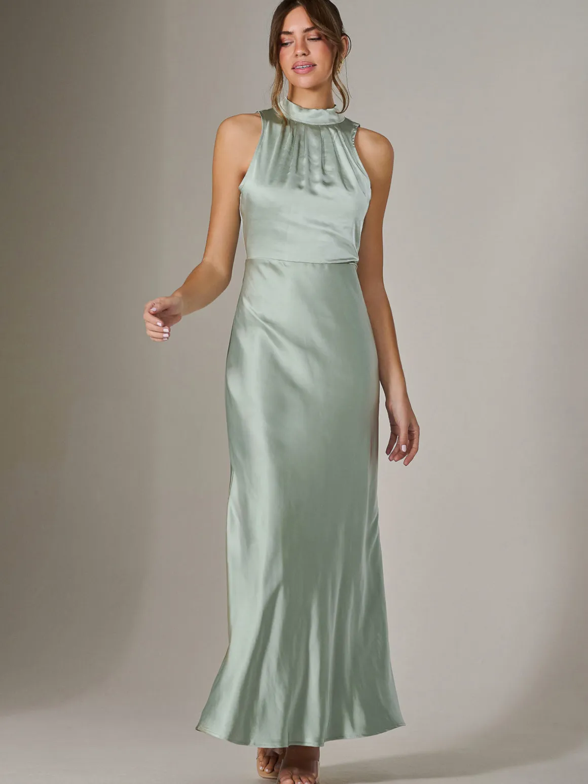 Halter Neck Maxi Dress, Green